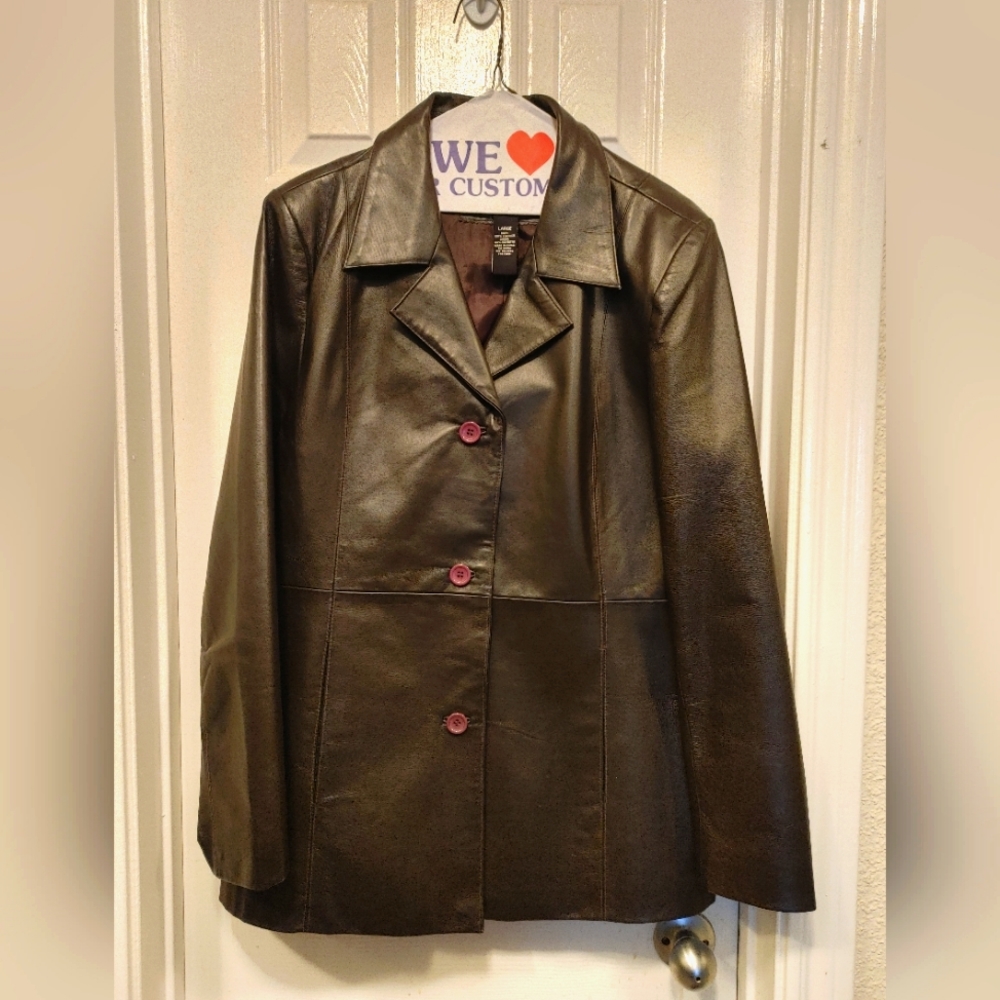 Leather Women's L Black Jacket
